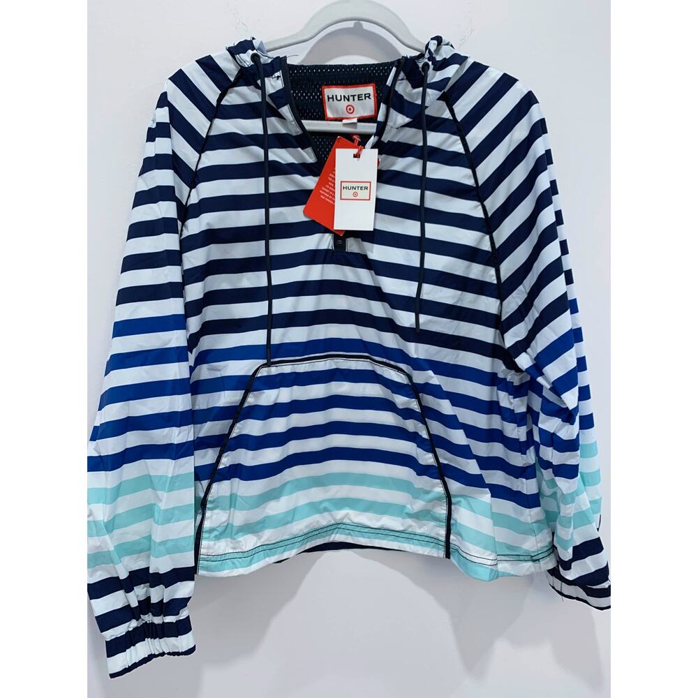 New Hunter for Target Women's Size Large Striped Pullover Hooded Windbreaker